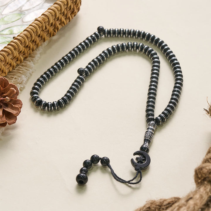 HilalHaven Serene Acrylic Disc 99 Beads Tasbih — Polished Handmade Meditation Strand - Black - image 8