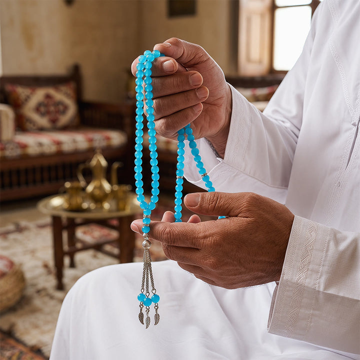HilalHaven Versatile Glass Bead Set — Multicolor Strand with Feather Tassel - image 10