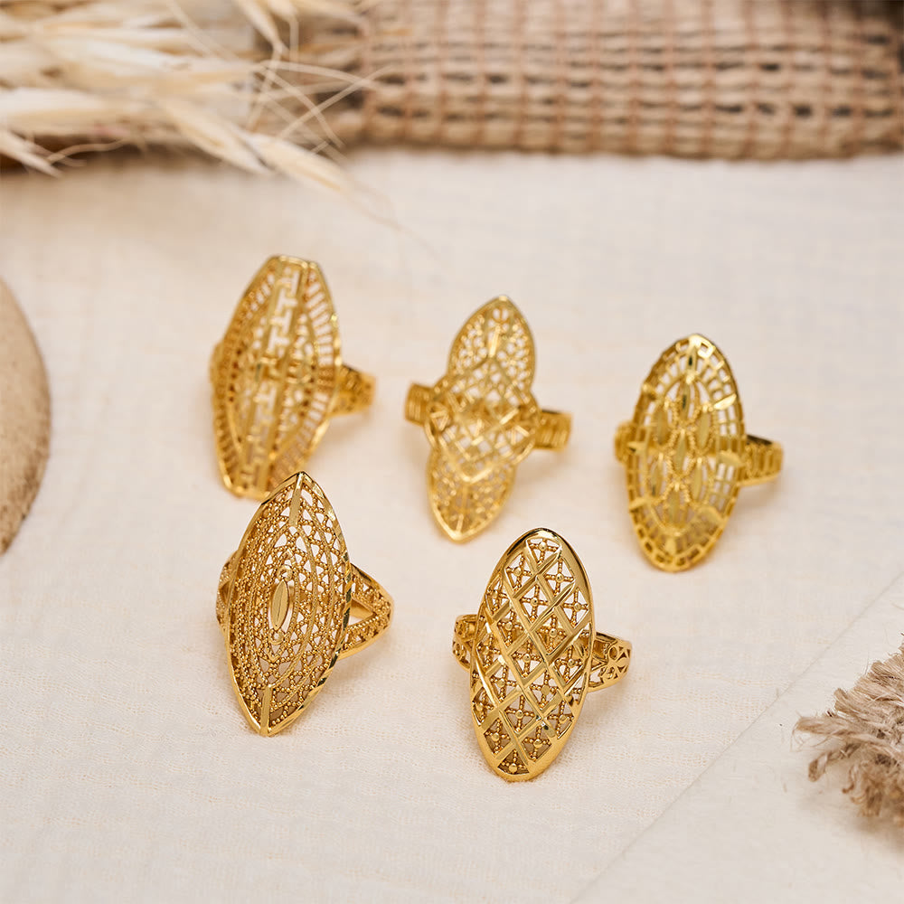 HilalHaven Unisex Gold-Plated Openwork Rings — 5 Modern Openwork Styles - image 0
