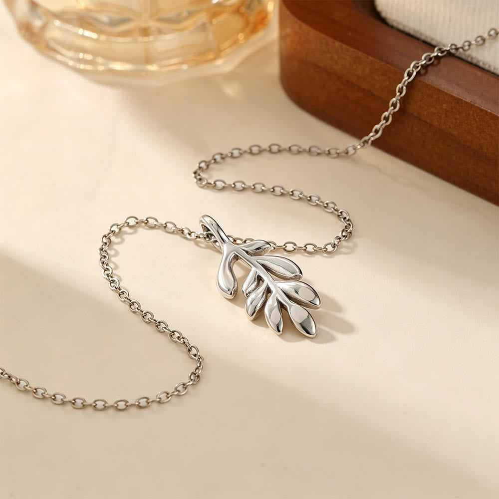 HilalHaven Nature-Inspired Olive Branch Necklace — Gold-Plated Stainless Steel Pendant - image 9