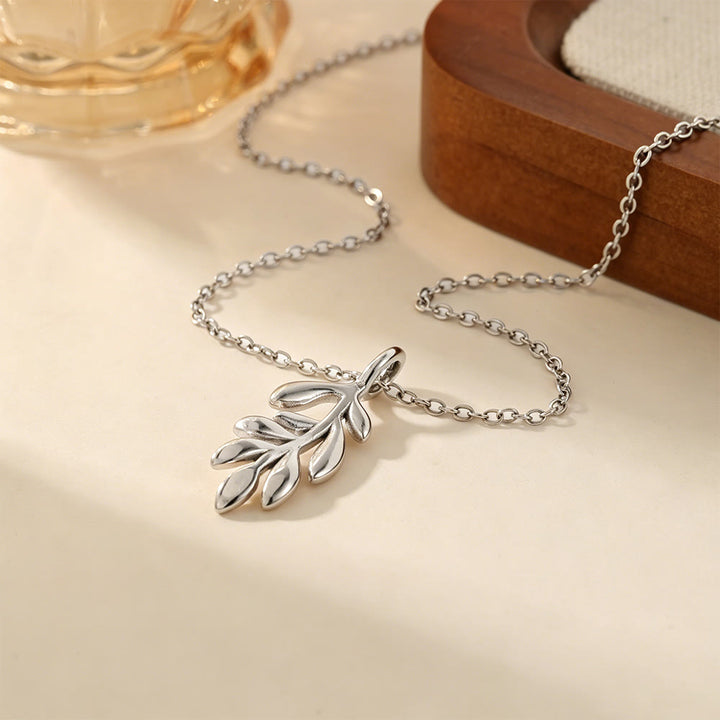HilalHaven Nature-Inspired Olive Branch Necklace — Gold-Plated Stainless Steel Pendant - image 12