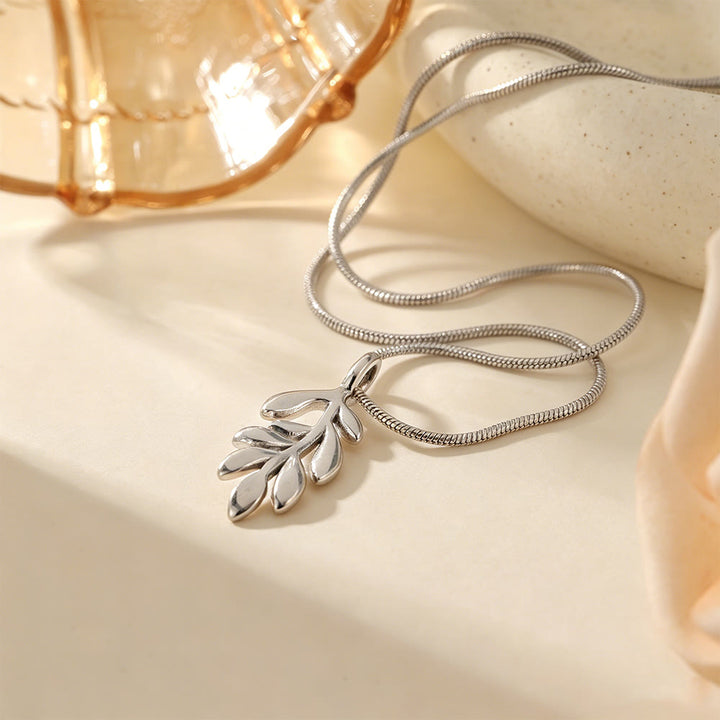 HilalHaven Nature-Inspired Olive Branch Necklace — Gold-Plated Stainless Steel Pendant - image 15