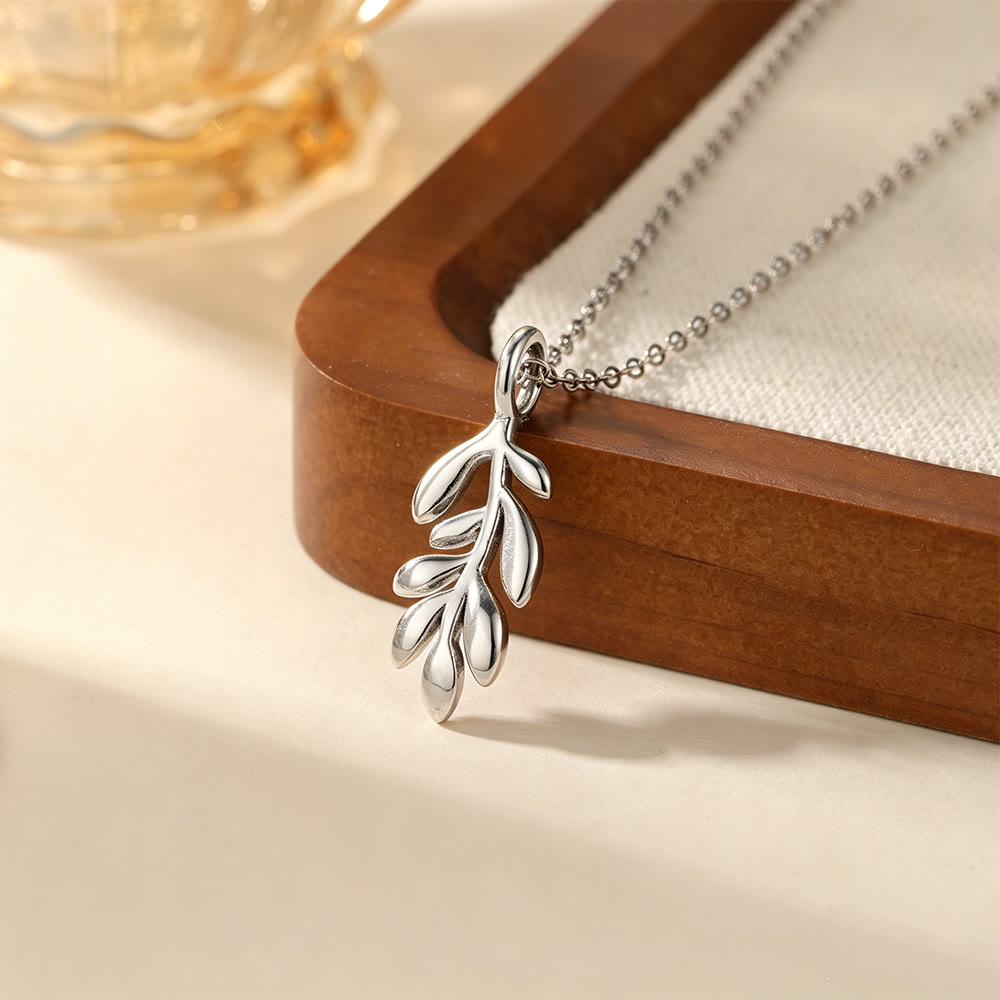 HilalHaven Nature-Inspired Olive Branch Necklace — Gold-Plated Stainless Steel Pendant - Silver - image 10