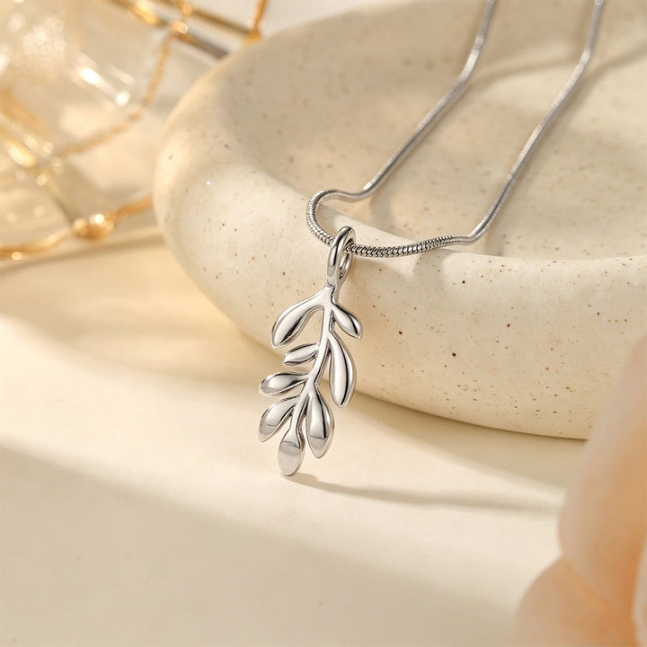 HilalHaven Nature-Inspired Olive Branch Necklace — Gold-Plated Stainless Steel Pendant - image 8