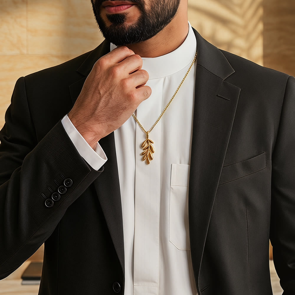 HilalHaven Nature-Inspired Olive Branch Necklace — Gold-Plated Stainless Steel Pendant - image 17