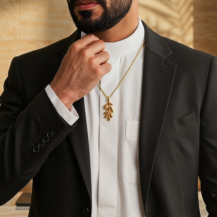HilalHaven Nature-Inspired Olive Branch Necklace — Gold-Plated Stainless Steel Pendant - image 17