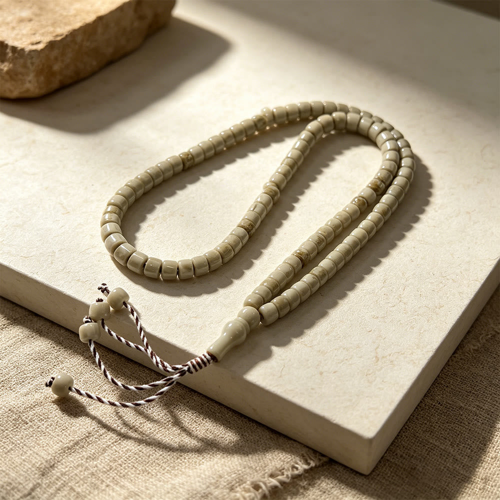 HilalHaven Modern Acrylic Prayer Beads — 99 Beads Tasbih in Multiple Neutral Tones - Cream White - image 3
