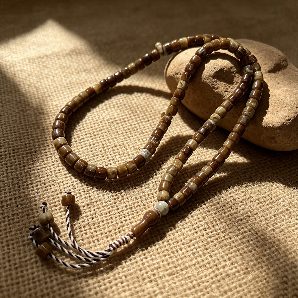HilalHaven Modern Acrylic Prayer Beads — 99 Beads Tasbih in Multiple Neutral Tones - Walnut Brown - image 4