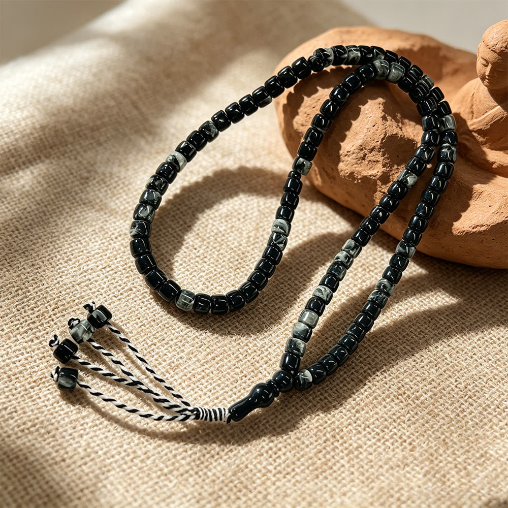 HilalHaven Modern Acrylic Prayer Beads — 99 Beads Tasbih in Multiple Neutral Tones - Obsidian Black - image 8