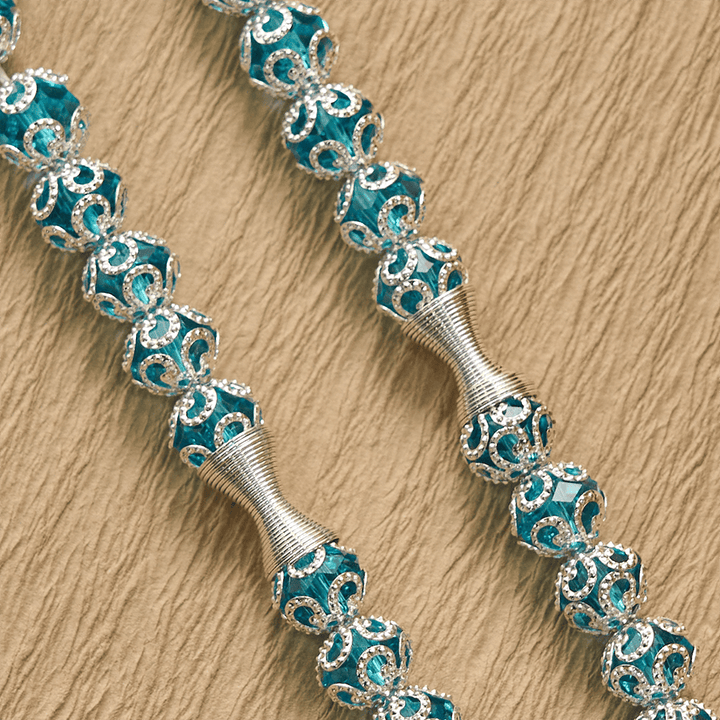 HilalHaven "Azure Lace" Ornate Bead Tasbih — Handcrafted 8mm Glass 33 Beads Tasbih - image 4