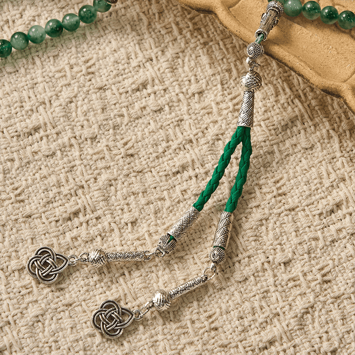 HilalHaven "Rooted Verdure" Natural Agate Tasbih — Artisanal 99 Beads Tasbih - image 3