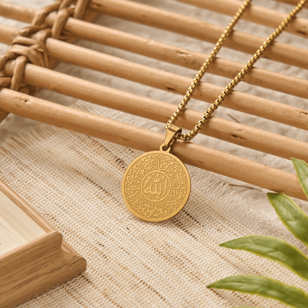 HilalHaven "Center of Grace" Ornate Medallion Necklace — Stainless Steel Pendant - Golden - image 1
