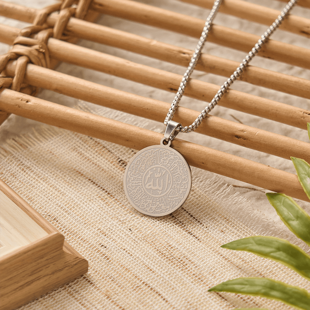 HilalHaven "Center of Grace" Ornate Medallion Necklace — Stainless Steel Pendant - Silver - image 4