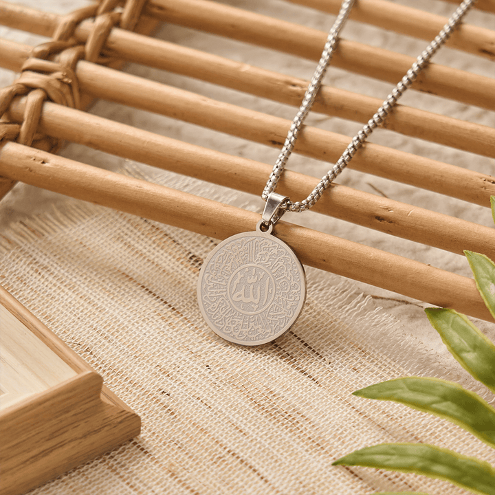 HilalHaven "Center of Grace" Ornate Medallion Necklace — Stainless Steel Pendant - Silver - image 4