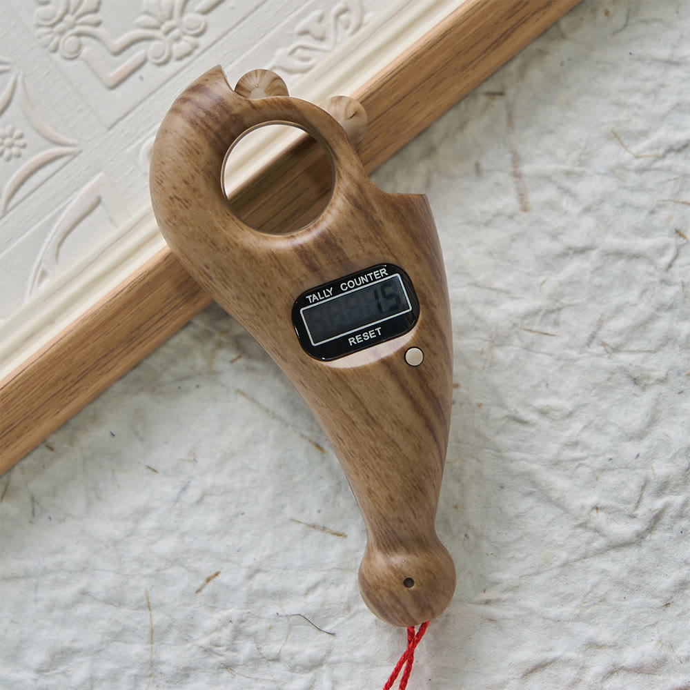 HilalHaven Digital Finger Counter with Tassel — Wood-Grain Tasbih Counter for Daily Mindfulness - image 6