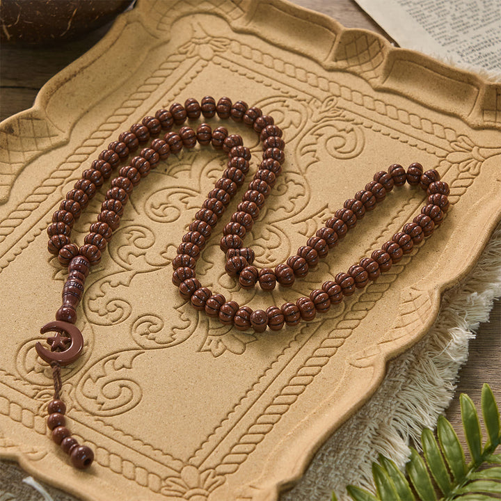 HilalHaven "Noor Crescent" Handcrafted Tasbih — Carved 33 Beads Tasbih - image 0