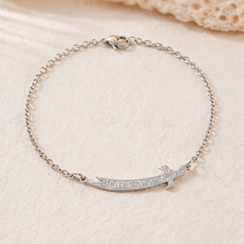 HilalHaven "Blade of Courage" Zulfiqar-Inspired Calligraphy Bracelet — 18K Gold Plated Steel - image 4