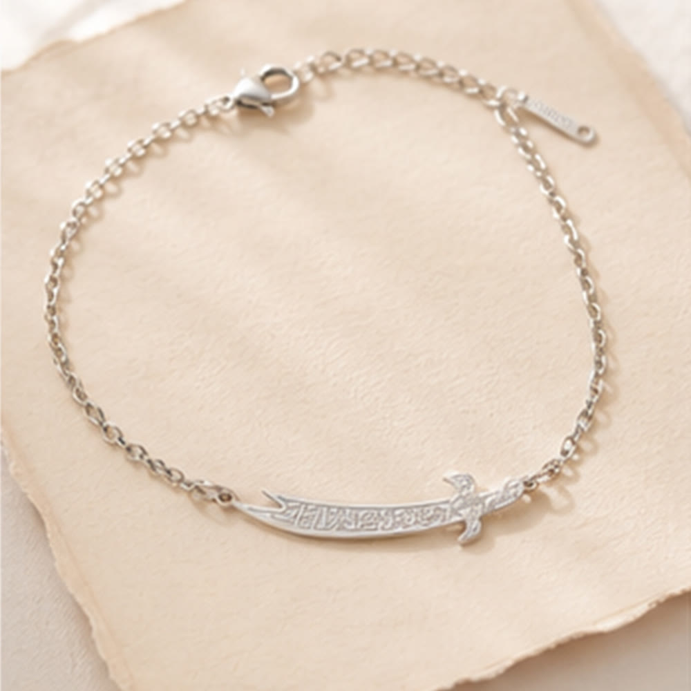 HilalHaven "Blade of Courage" Zulfiqar-Inspired Calligraphy Bracelet — 18K Gold Plated Steel - image 3