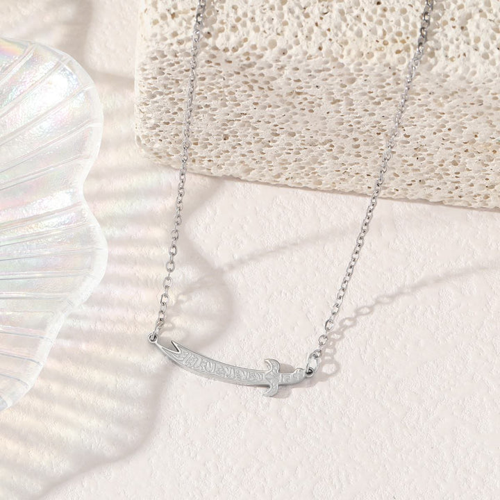 HilalHaven "Graceful Blade" Zulfiqar Pendant Necklace — Polished Titanium Steel - image 4