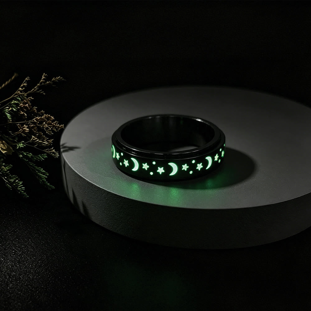 HilalHaven Twilight Luminescence Crescent &amp; Star Glowing Rotating Ring - image 4