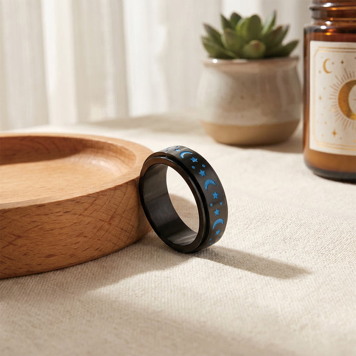 HilalHaven Twilight Luminescence Crescent &amp; Star Glowing Rotating Ring - image 6