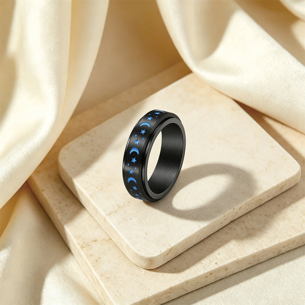 HilalHaven Twilight Luminescence Crescent &amp; Star Glowing Rotating Ring - image 7