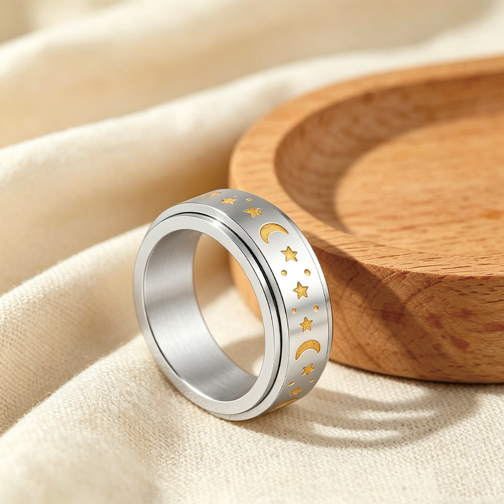 HilalHaven Twilight Luminescence Crescent &amp; Star Glowing Rotating Ring - image 9