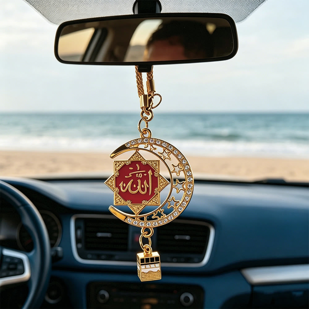 HilalHaven Crescent Sanctuary Allah Crescent &amp; Sta Car Pendant - Red - image 4