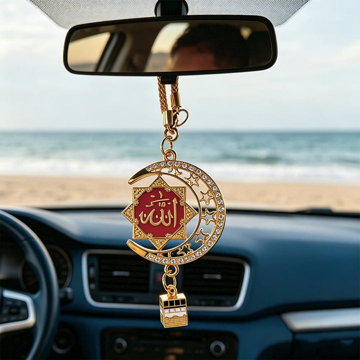 HilalHaven Crescent Sanctuary Allah Crescent &amp; Sta Car Pendant - Red - image 4