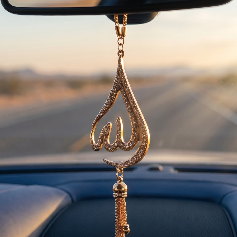 HilalHaven Crescent Tear Allah Car Pendant - Rose Golden - image 1