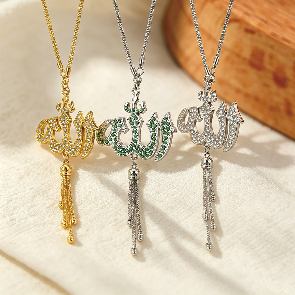 HilalHaven Encrusted Divine Allah Tassel Car Pendant - image 0