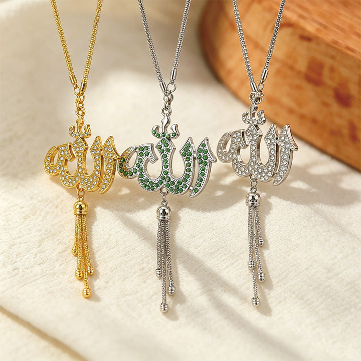 HilalHaven Encrusted Divine Allah Tassel Car Pendant - image 0