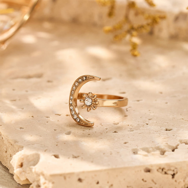 HilalHaven Celestial Duo Crescent &amp; Star Crystal Statement Ring - image 2