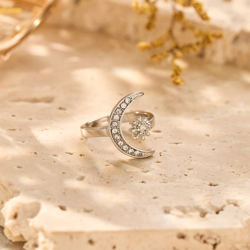 HilalHaven Celestial Duo Crescent &amp; Star Crystal Statement Ring - image 10