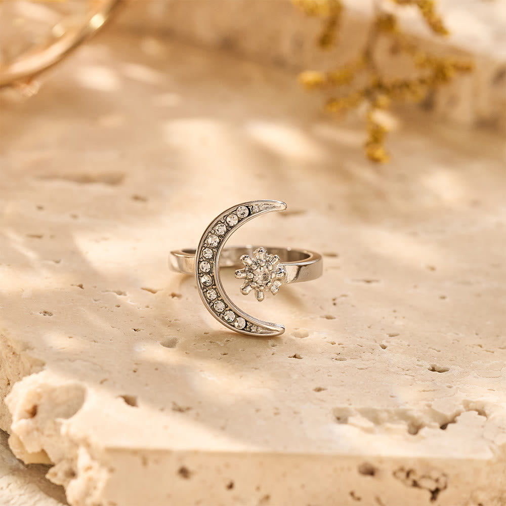 HilalHaven Celestial Duo Crescent &amp; Star Crystal Statement Ring - image 8