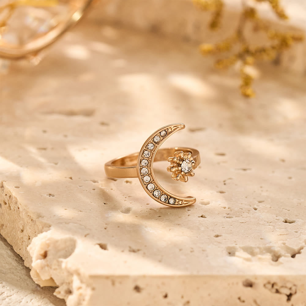 HilalHaven Celestial Duo Crescent &amp; Star Crystal Statement Ring - image 5