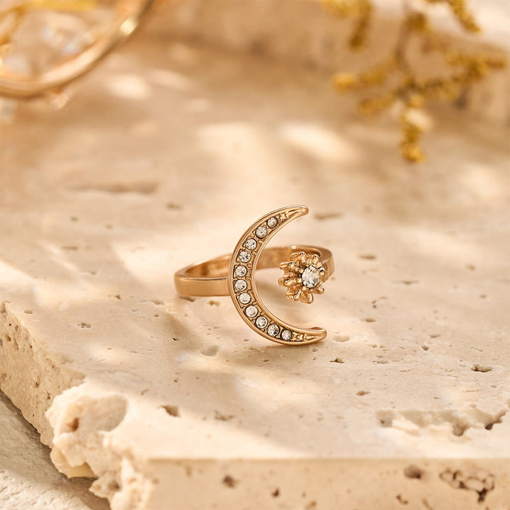 HilalHaven Celestial Duo Crescent &amp; Star Crystal Statement Ring - image 5