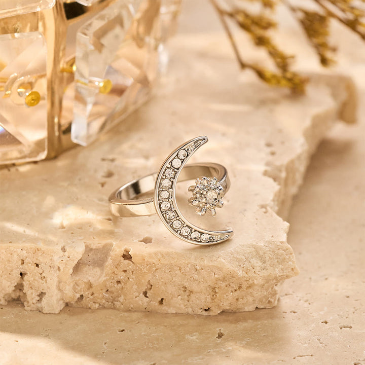 HilalHaven Celestial Duo Crescent &amp; Star Crystal Statement Ring - image 9