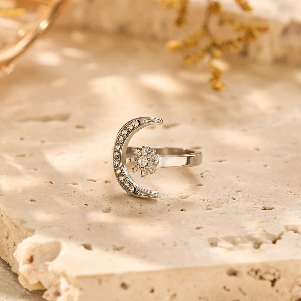 HilalHaven Celestial Duo Crescent &amp; Star Crystal Statement Ring - image 7