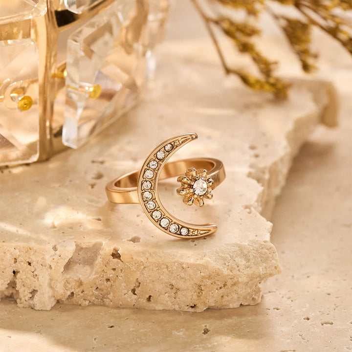 HilalHaven Celestial Duo Crescent &amp; Star Crystal Statement Ring - image 4