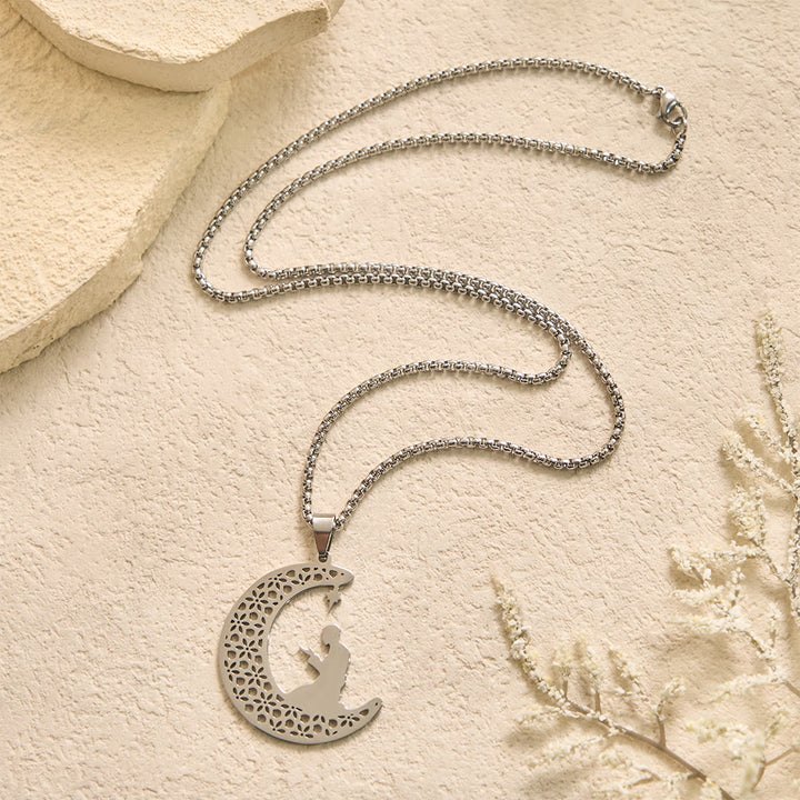HilalHaven Lunar Devotion Openwork Crescent Necklace  - image 3