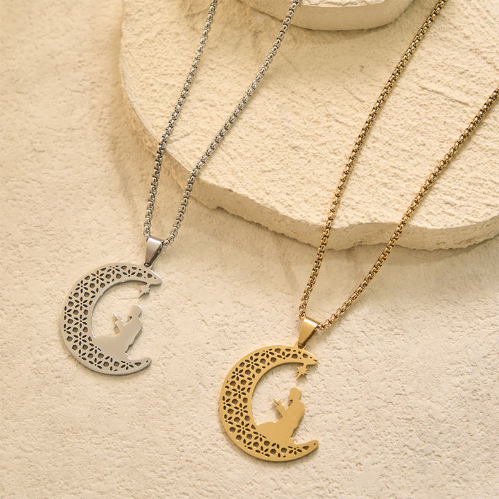 HilalHaven Lunar Devotion Openwork Crescent Necklace  - image 1
