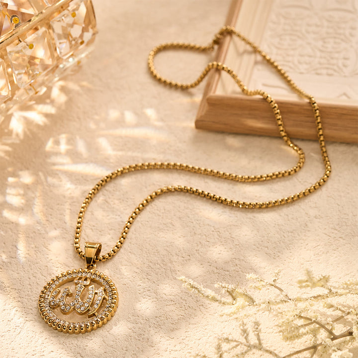 HilalHaven Lunar Oath Allah Script-Inscribed Crescent Pendant Necklace - image 5