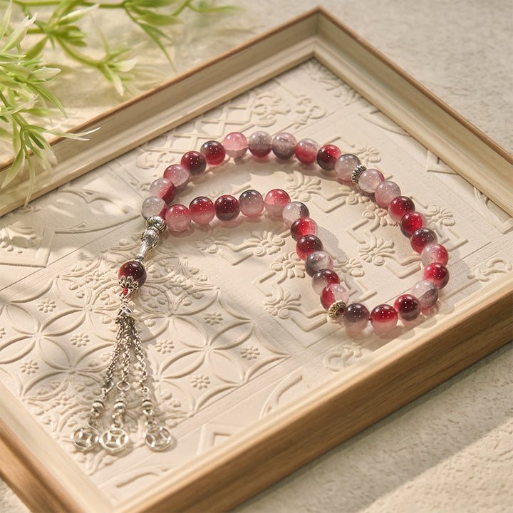 HilalHaven Celestial Whisper Faceted Glass 33 Beads Tasbih - Burgundy - image 3