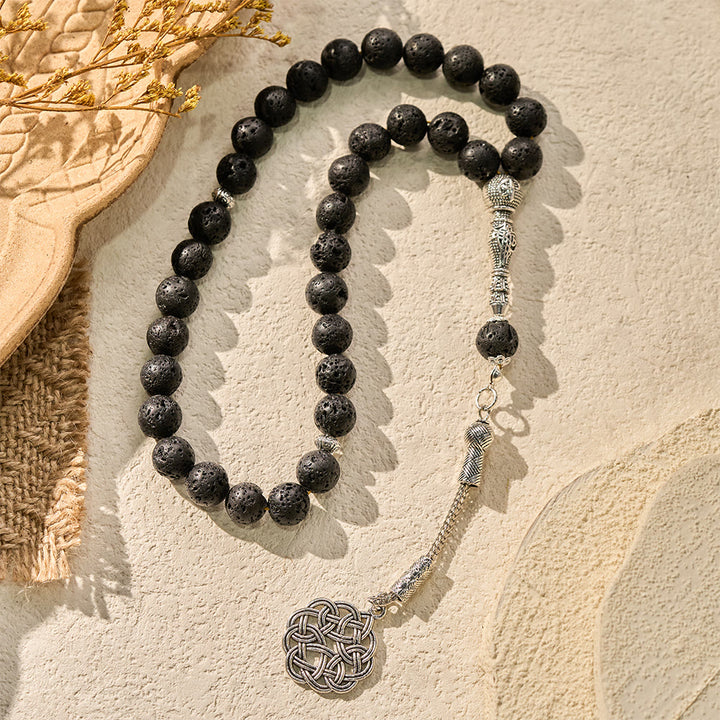 HilalHaven Volcanic Harmony Matte Black Stone 33 Beads Tasbih — Timeless Design - image 0