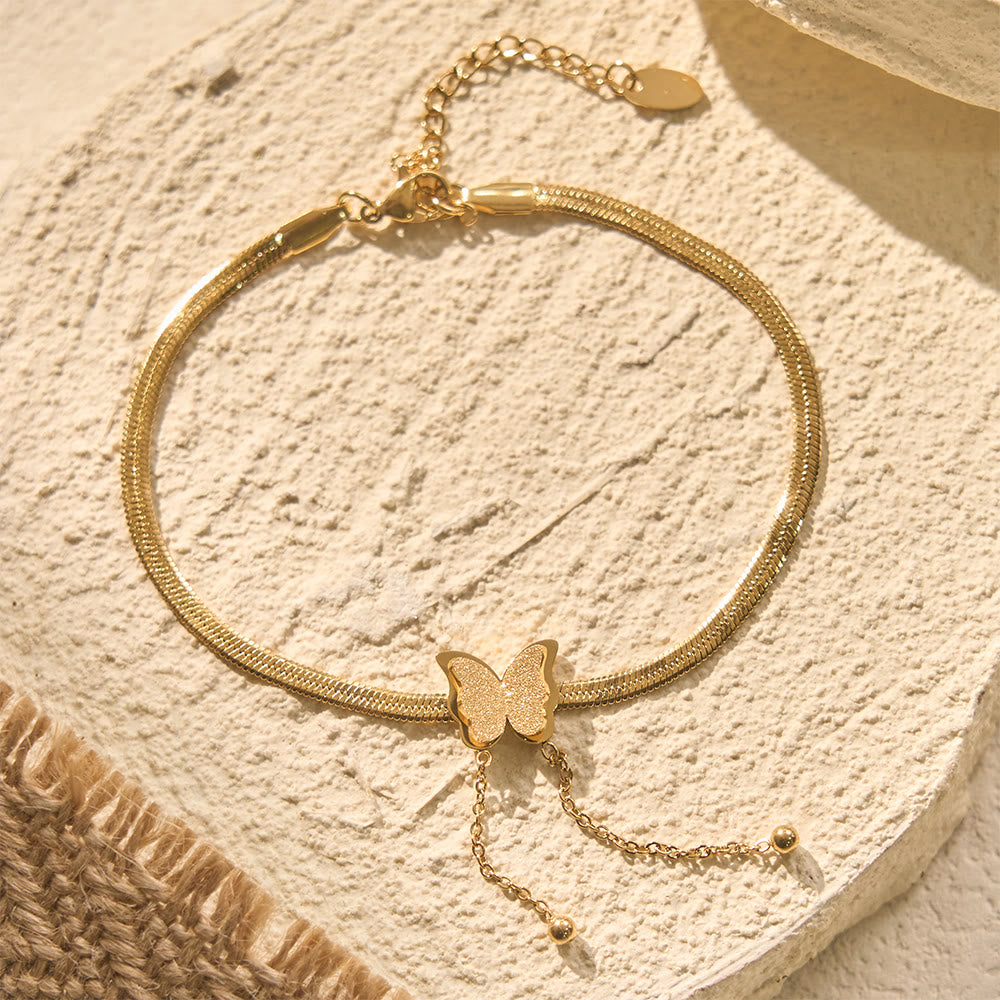 HilalHaven "Lunar Flutter" Butterfly Charm Tassel Bracelet - Golden - image 0