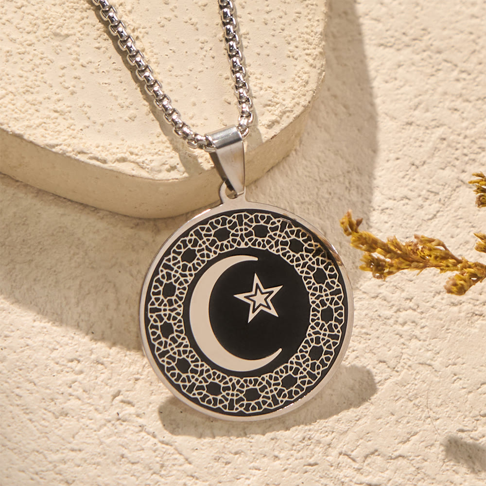 HilalHaven Lattice Moon Geometric Crescent &amp; Star Necklace - image 3