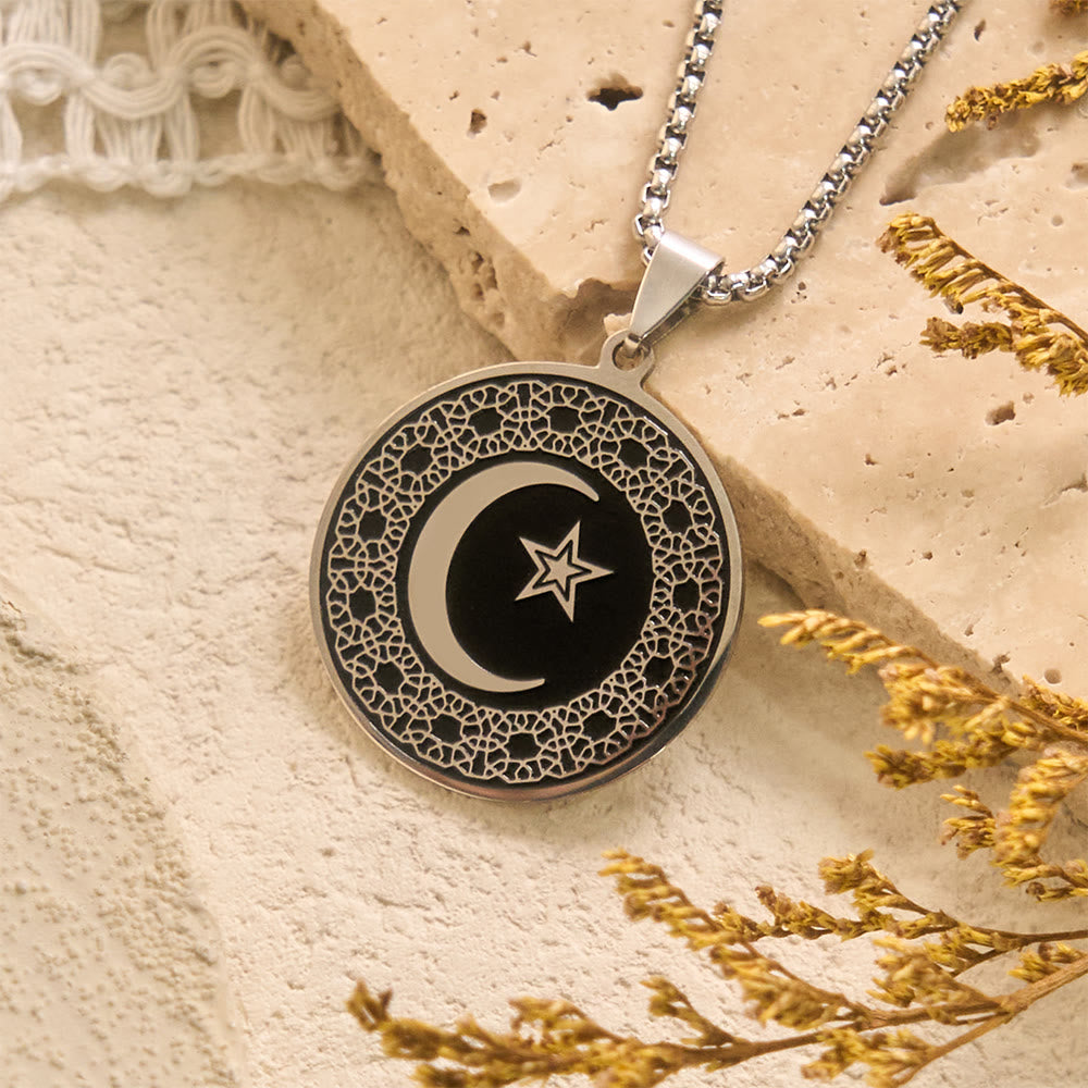 HilalHaven Lattice Moon Geometric Crescent &amp; Star Necklace - image 4