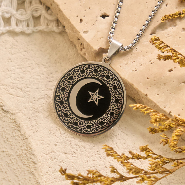 HilalHaven Lattice Moon Geometric Crescent &amp; Star Necklace - image 4