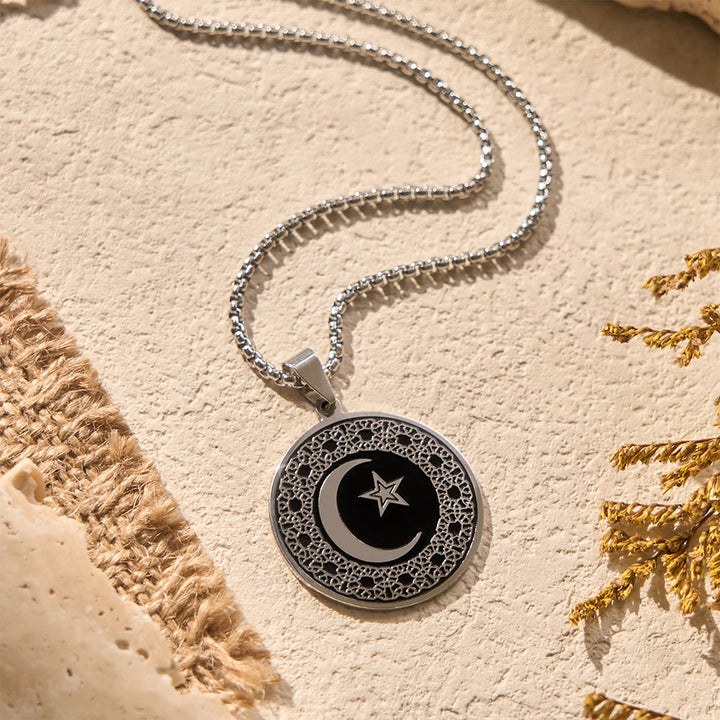 HilalHaven Lattice Moon Geometric Crescent &amp; Star Necklace - image 2
